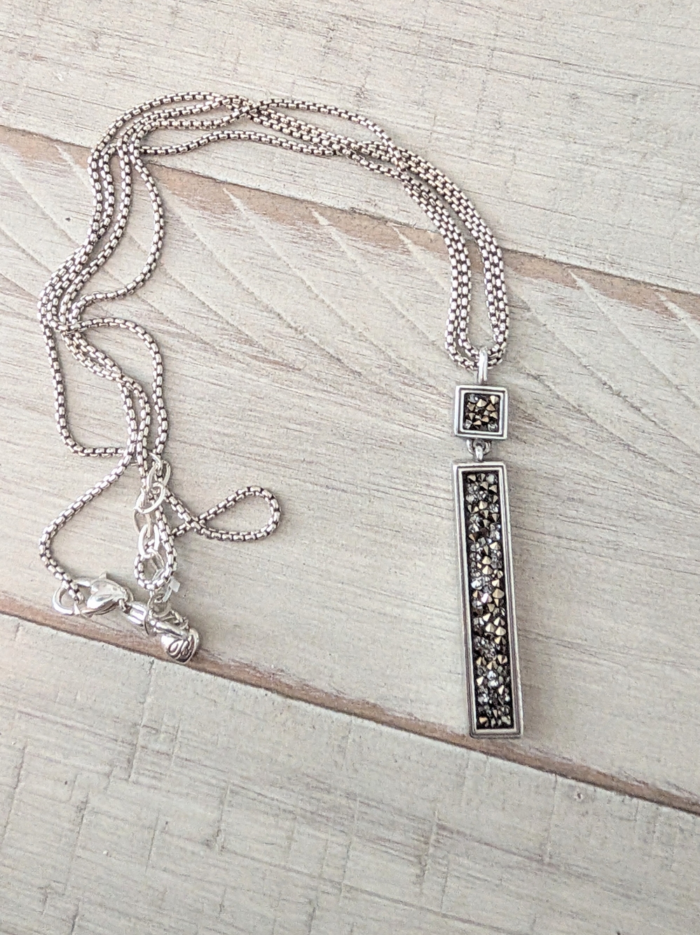 Brighton Crystal Rocks Reversible Long Bar Necklace